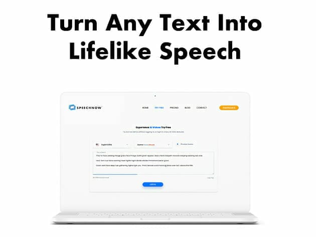 HIT1MILLION-Speechnow™ True to Life AI Text to Speech SN001: Lifetime Subscription for $29