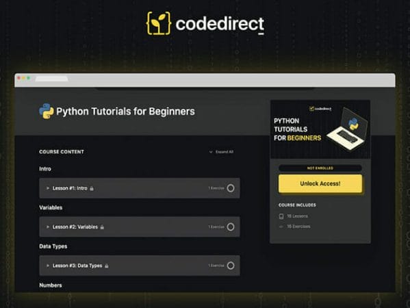 HIT1MILLION-Code Direct Python Interactive Coding: Lifetime Access for $24