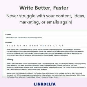 HIT1MILLION-Linkdelta AI Writing Tool: Lifetime Subscription for $49