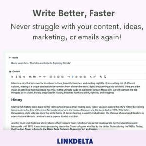 HIT1MILLION-Linkdelta AI Writing Tool: Lifetime Subscription  for $49