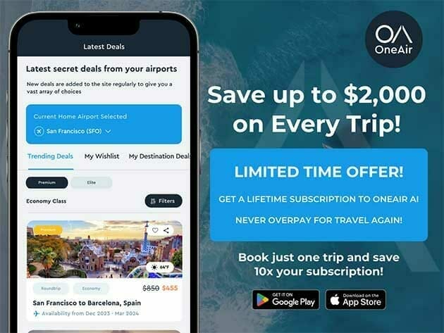 HIT1MILLION-OneAir Premium Plan: Lifetime Subscription (Save on Flights