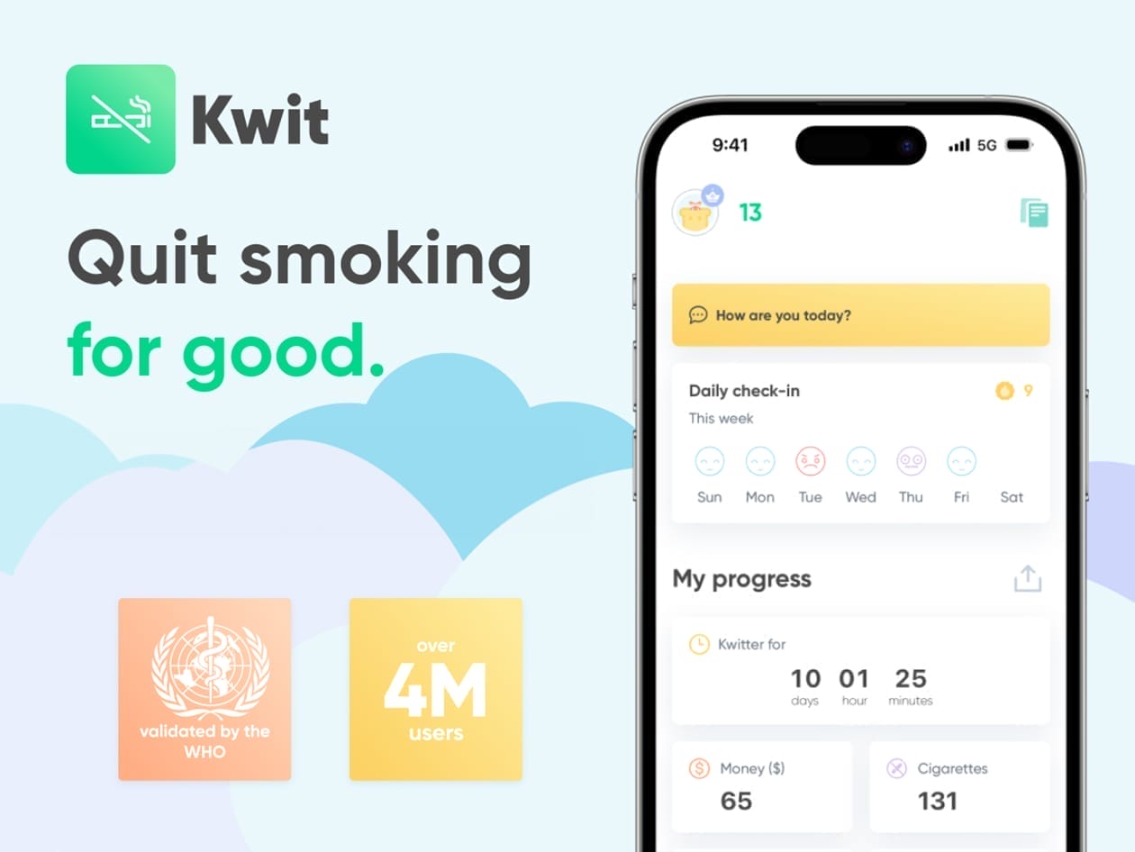 HIT1MILLION-Kwit Stop-Smoking App: Premium Lifetime Subscription for $59